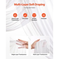 Uimoso Artificial Wedding Arch Flowers Kit White With 2 Pcs Flowers 2 Pcs Drapes