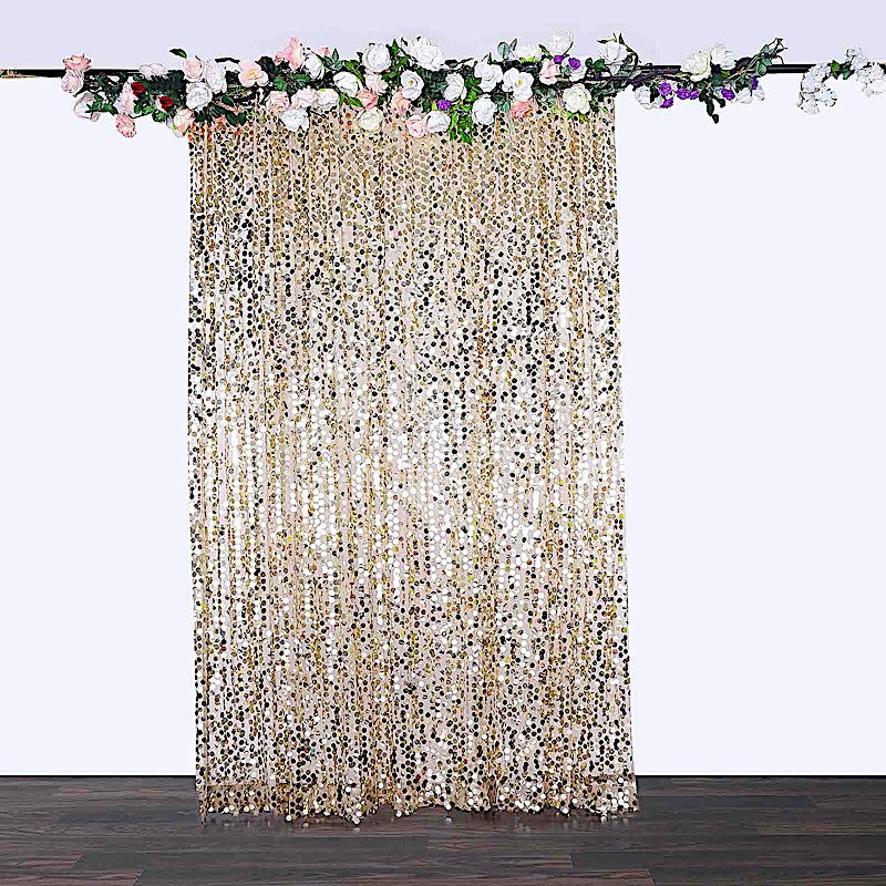 CHAMPAGNE 8×8 ft Big Payette Sequined BACKDROP CURTAIN Wedding Decorations