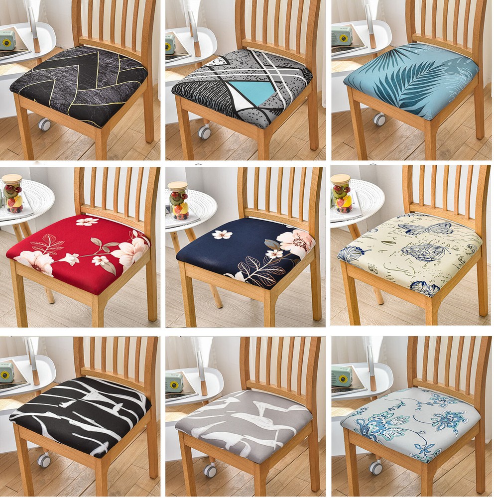 1/4/6pcs Stretch Chair Seat Covers for Dining Room Printed Chair Slipcover Home