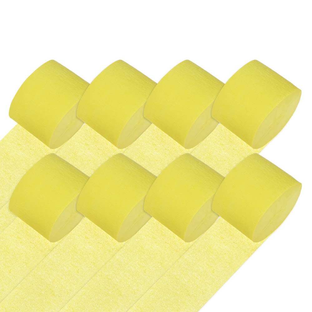 8-Rolls 656ft Crepe Paper Streamer for DIY [Dark Yellow-1.8 Inch x 82 Ft/Roll]