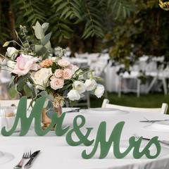 Sage Green 3 Pcs Mr & Mrs Table Decor – Rustic Wedding Centerpieces & Photo Prop