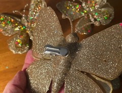 Gold Butterfly Clip Set of 4 Large 6″ Wedding Decorations Sparkly Glitter New