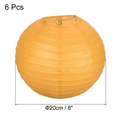 6pcs 8 Inch Folding Hanging Paper Lanterns Medium Lampshade Yellow