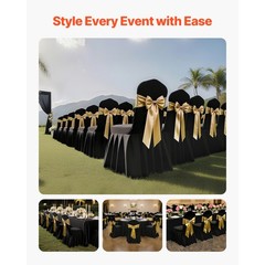 Uimoso 30PCS Black Stretch Spandex Chair Covers for Weddings,Parties, and Dining