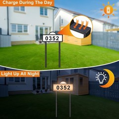 LED Solar Address Sign, Address Numbers for Yard with 2 Colors, Warm White & …