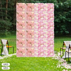 3D Flower Wall Panel-12pcs Artificial Flower Wall Background Silk Rose Wedding
