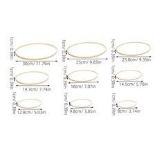 9Pcs Bamboo Craft Hoops Set Khaki Floral Macrame Rings for Wedding Decor