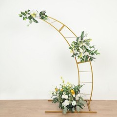 7 ft Gold Half Crescent Moon Floral Display Frame Arch Backdrop Stand Events
