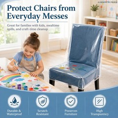 2 Pack Clear Plastic Dining Chair Covers, Waterproof Dining Chair Protectors wit