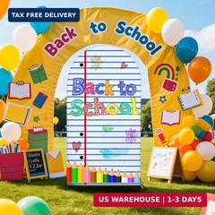 VitalCozy 7.2ft Notebook Arch Backdrop Cover Welcome Back to School Decoration S