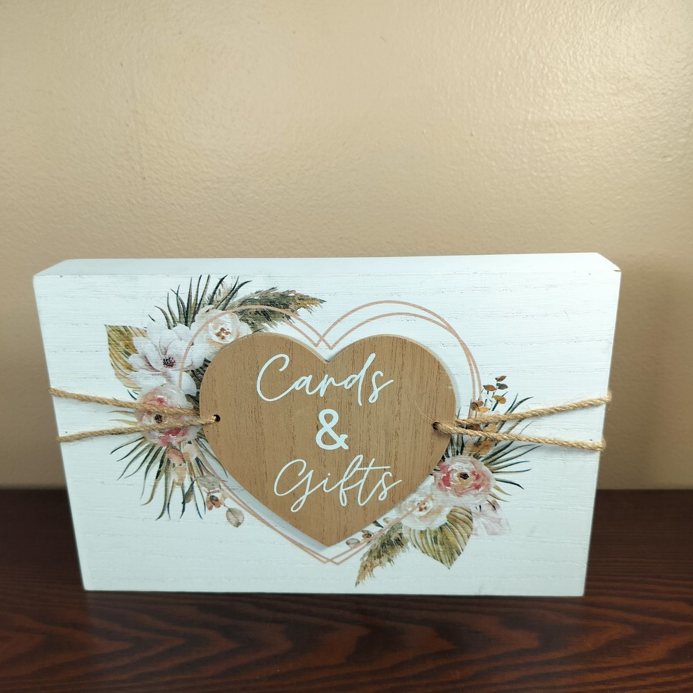 Cards & Gifts Wooden Sign Floral Rustic Wedding Baby Bridal Shower Table Decor