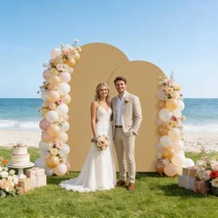 Brown Arch Covers 7.2 & 6ft Spandex Arch Cover Khaki Wedding Arch Cover Set of 2