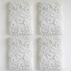 Pack of 4 Silk Roses Hydrangeas Flower Wall Backdrop Panel White Wedding Party
