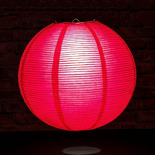 12″ Red Fine Line Premium Even Ribbing Paper Lantern, Extra Sturdy