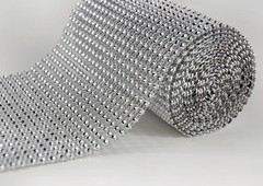 4.75″ x 1 yard Silver DIAMOND MESH WRAP ROLL SPARKLE RHINESTONE Crystal Ribbon