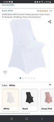 Azon Special Event/Wedding White, Spandex Folding Chair Covers, 50 Count