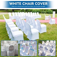 100 Pieces White Chair Covers – Versatile Stretch Polyester Spandex Dining Ch…