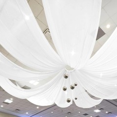 Showgeous 8 Panels White Ceiling Drapes for Wedding, 5ftx20ft Sheer Chiffon-L…
