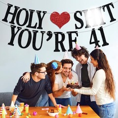 Holy You’re 41 Banner – Funny Happy 41st Birthday Bunting Sign, Cheers to 41 …