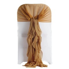 Gold Premium CHAIR COVER with Curly Chiffon Ruffled SASHES Wedding Decorations