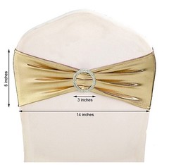 48 Wedding Decoration Gold Chair Sash Spandex Stretch Buckle Knot Fit All