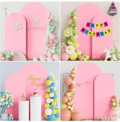 Fomcet Set Of 2 Wedding Arch Covers 6FT , 7.2FT Pink Arch Backdrop Cover 2 Sided