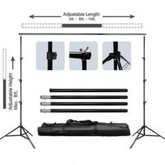 BLACK 8 x 10 ft Photo Backdrop Stand Kit Studio Stage Background Party Wedding