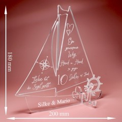 Gift Roses Wedding Personalised Ship Acrylic 10 Years Wedding Anniversary Decoration