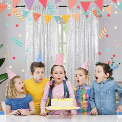 Sequin Backdrop, 2 Pcs Silver 2Ftx8Ft Curtains for Party, Wedding, Event, Photog