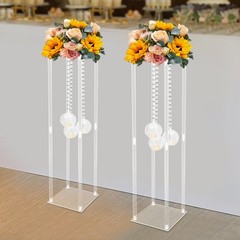2Pcs Wedding Centerpieces Stand Wedding Flower Stand w/ Hanging Candle Holders