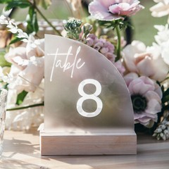 Table Numbers Menu Wedding Personalised Engraved Frosted Acrylic Beach Sail Wood