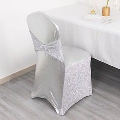 Metallic Tinsel Spandex Stretchable Banquet Chair Cover Sash Band Buckle Party