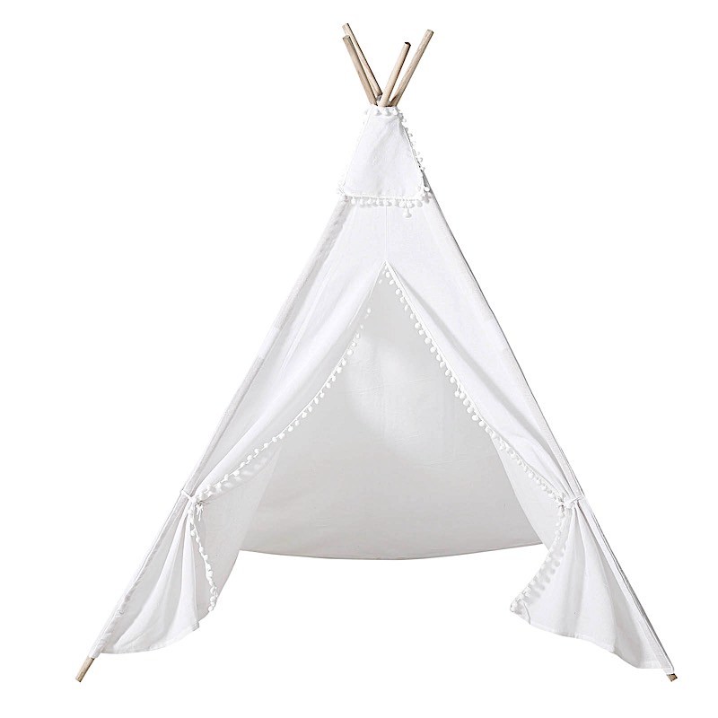 White Kids Teepee Play Tent with Window Indoor Outdoor Playhouse Playroom Home