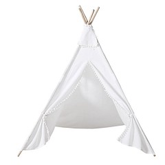 White Kids Teepee Play Tent with Window Indoor Outdoor Playhouse Playroom Home