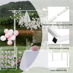 2M Metal Garden Arch Tubular Arbour Trellis Roses Climbing Plant Support Archway