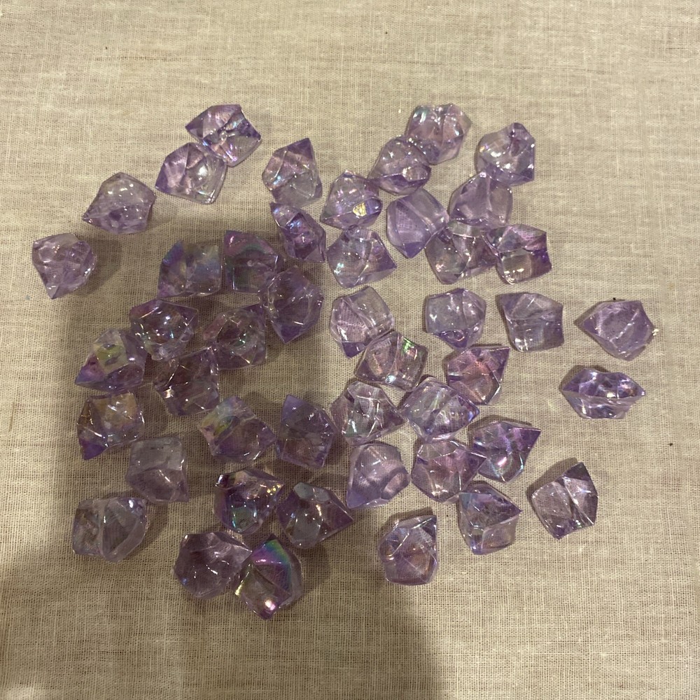 Purple Ice Rocks Vase Fillers Artificial 48 Ice Cubes Fake Diamonds Acrylic