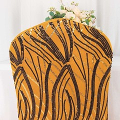 GOLD BLACK Embroidered Sequin Spandex Banquet CHAIR COVER Party Decorations