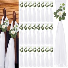 WGXX 24 Set Large Pew Decorations for Weddings 31.5″ 31.5inch, Gardenia