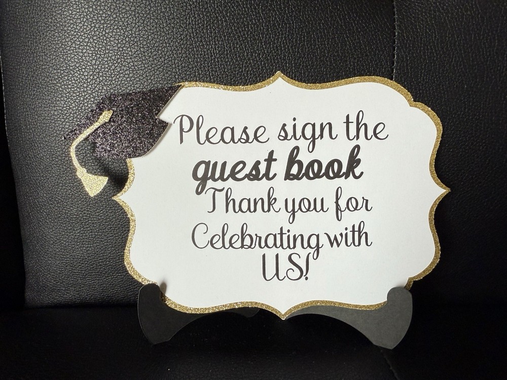 Please sign the Guest Book Hanging Sign Graduation With Stand