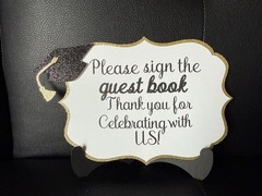 Please sign the Guest Book Hanging Sign Graduation With Stand