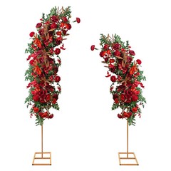 2Pcs Metal Wedding Arch Frame Garden Arbor Party Flower Backdrop Stands 6/8FT