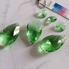 Green Color 20pcs 38mm Crystal Teardrop & 20pcs 14mm Crystal Octagon Loose Beads