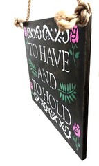 Wedding Day Wood Sign Stained Handmade TO HAVE And TO HOLD 12″Lx14″Wx.5″D NEW