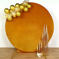 GOLD 7.5 ft Velvet Round Backdrop STAND COVER Wedding Party Decorations
