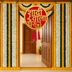 Shaadi Wala Ghar Wall Hanging Red Gold Wedding Decor Haldi Mehndi