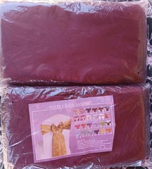 Burgundy Satin Chair Sash-6″ X 108″-50 Pk.-NEW IN ORG OPEN PKG