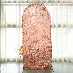6 ft BLUSH Payette Sequin Fitted Round Top Wedding Arch STAND COVER Party Events