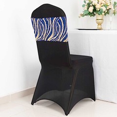 5 ROYAL BLUE GOLD Mesh Embroidered Sequins CHAIR SASHES Party Events