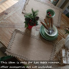 Burlap Weave Table Runner Cloths Hessian for Country Wedding Party Decor Vintage