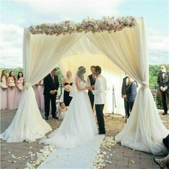 Outdoor Wedding Canopy Stand Frame Metal Iron Chuppah Manda w/ 4 Reinforced Base